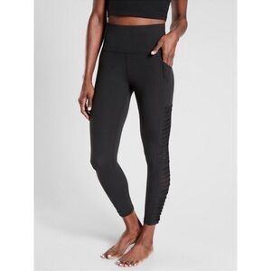 Athleta Salutation Stash 7/8 High Rise Mesh Pocket Leggings Black XS